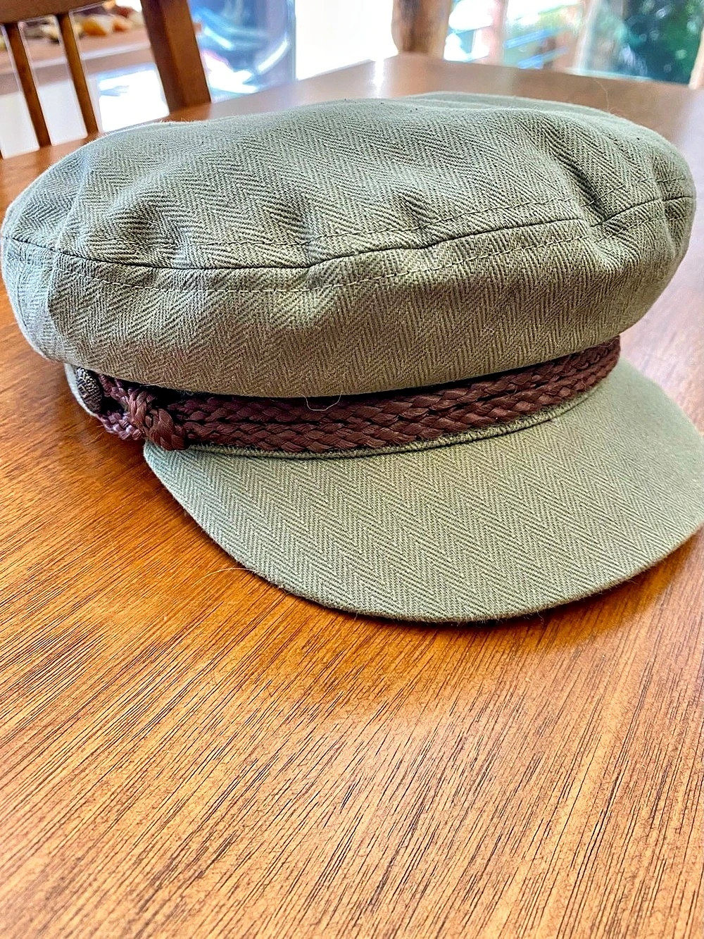 Brixton Fiddler Fisherman Cap Green & Brown Herringbone Medium